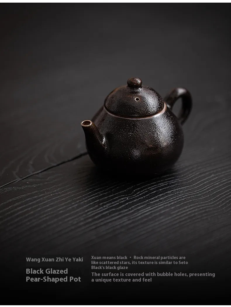 "Wangxuan Shino-style Black Glaze Pear-shaped Teapot"