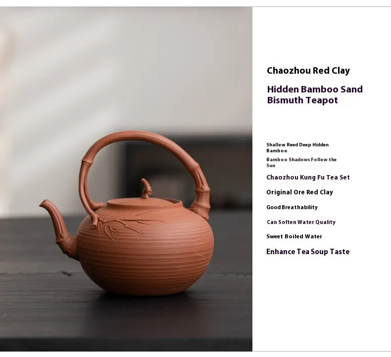 "Hidden Bamboo Chaozhou Red Clay Sand Teapot"