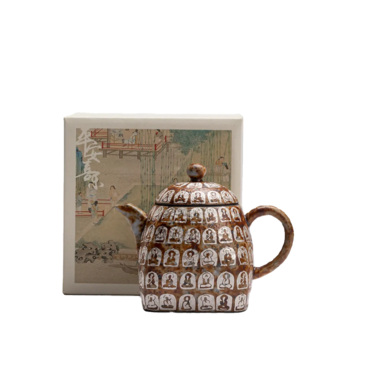 "Ten Thousand Buddhas Square Teapot"