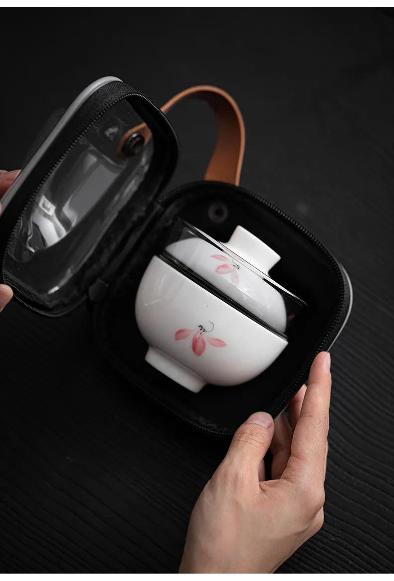 "Guerlain" Travel Teacup in Mutton Fat Jade Porcelain – Elegant & Portable Kungfu Tea Set