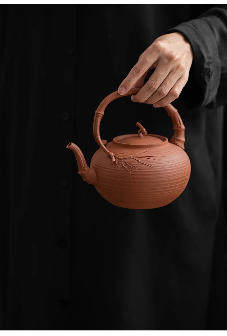 "Hidden Bamboo Chaozhou Red Clay Sand Teapot"