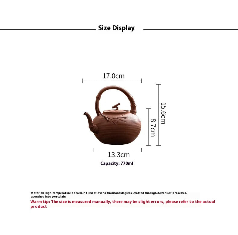 "Hidden Bamboo Chaozhou Red Clay Sand Teapot"