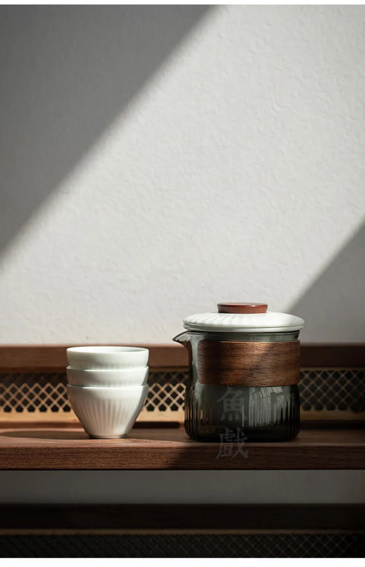 “Xizhi” Portable Gongfu Tea Set – Teapot with 3 Teacups for Calm Evenings