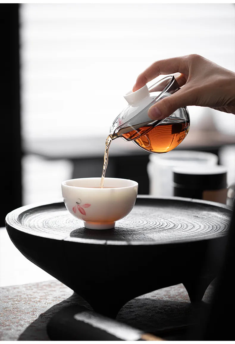 "Guerlain" Travel Teacup in Mutton Fat Jade Porcelain – Elegant & Portable Kungfu Tea Set