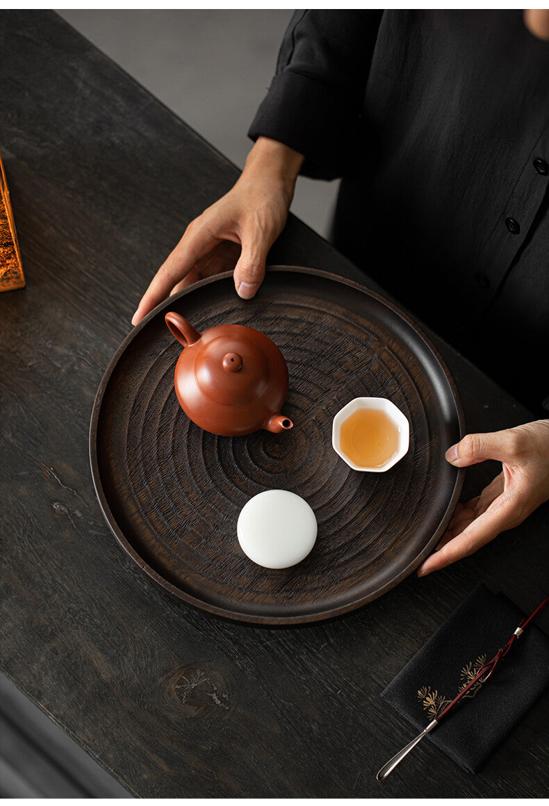 Concentric Circle Plate - Golden Silk Teak Dry Bubble Plate