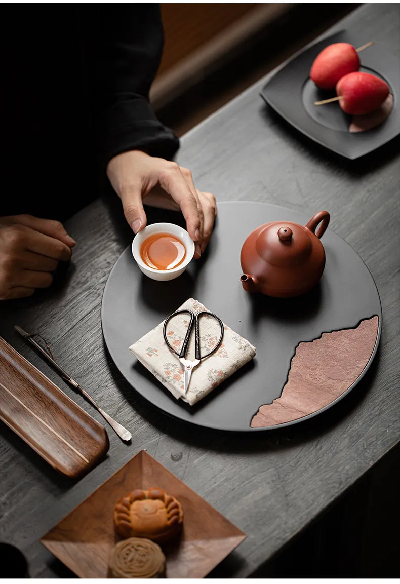 "Xuanyan Shadow - Circular Dry Tea Drip Tray"