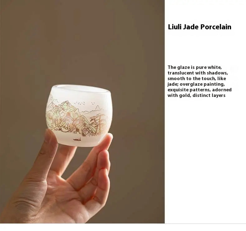 "Master’s Tea Cup – Inspired by 'A Thousand Miles of Rivers and Mountains' Chinese Landscape Painting"