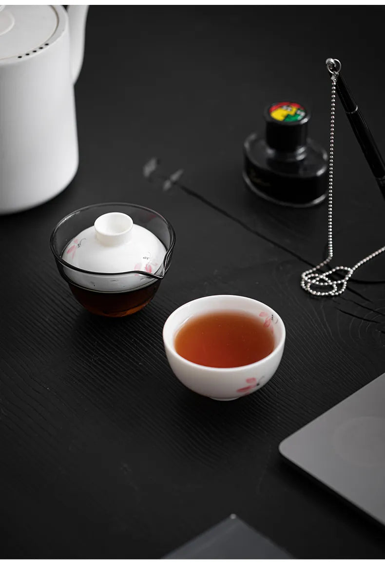 "Guerlain" Travel Teacup in Mutton Fat Jade Porcelain – Elegant & Portable Kungfu Tea Set