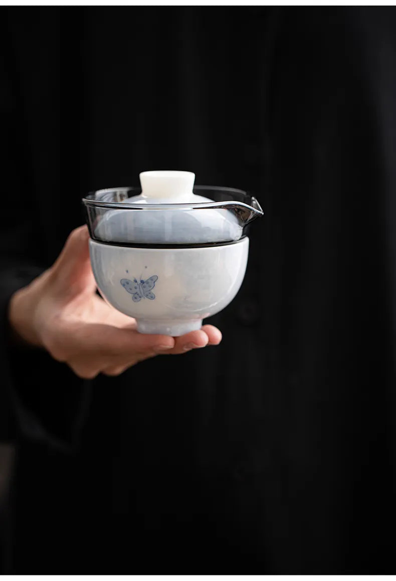 "Butterfly in Love with Flowers" – Portable Gongfu Travel Teacup
