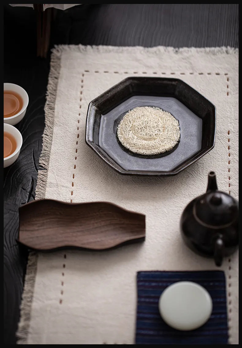 Wangxuan Shino-Style Black Glaze Octagonal Teapot Stand