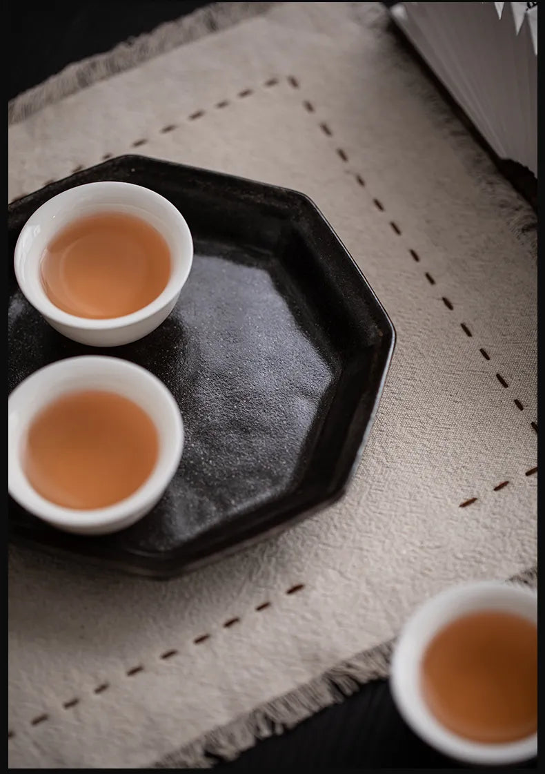 Wangxuan Shino-Style Black Glaze Octagonal Teapot Stand