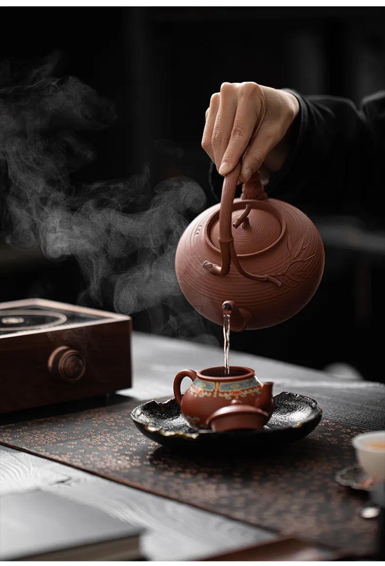"Hidden Bamboo Chaozhou Red Clay Sand Teapot"