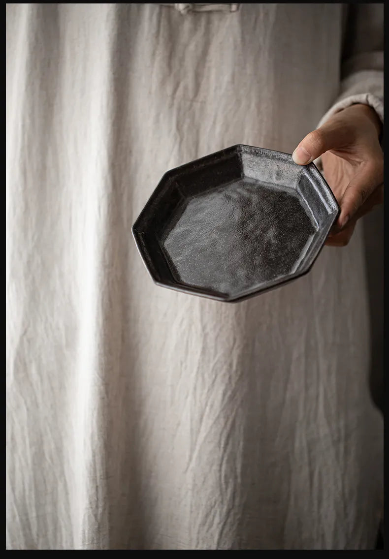 Wangxuan Shino-Style Black Glaze Octagonal Teapot Stand