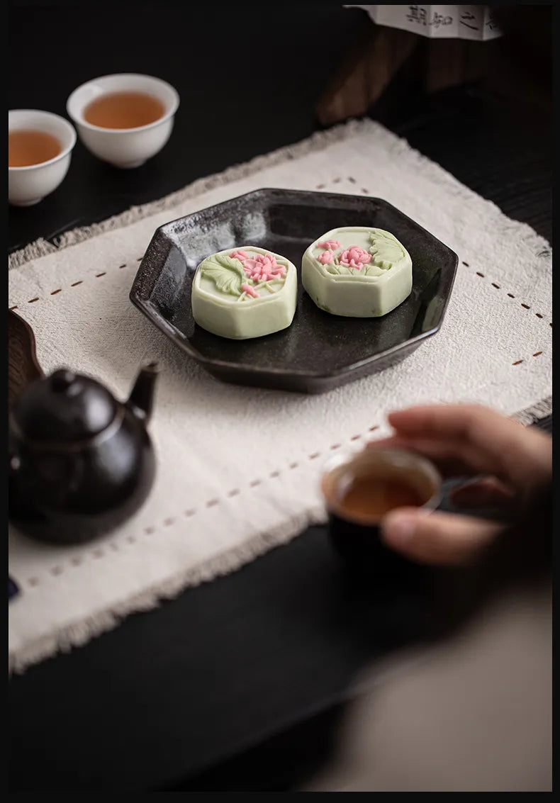 Wangxuan Shino-Style Black Glaze Octagonal Teapot Stand