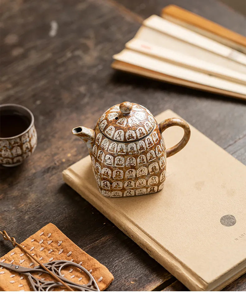 "Ten Thousand Buddhas Square Teapot"