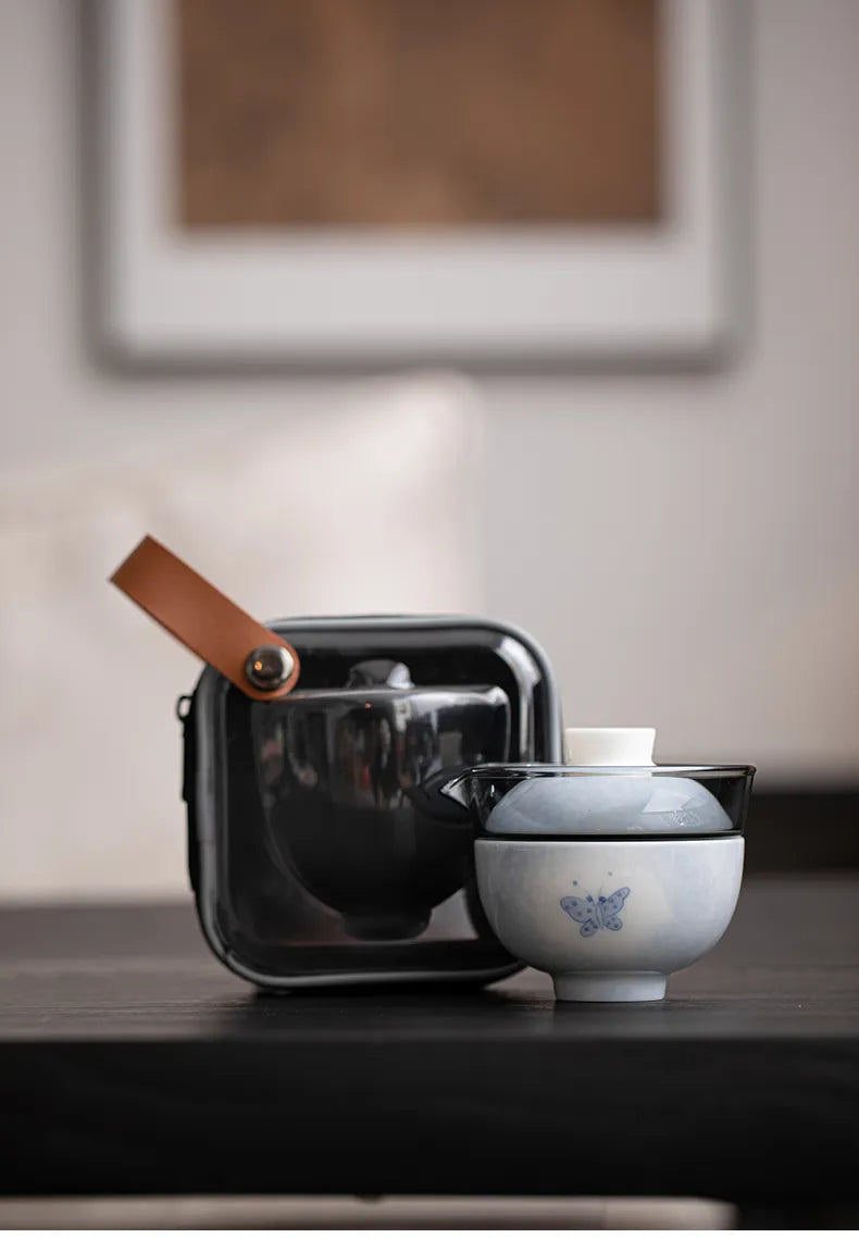 "Butterfly in Love with Flowers" – Portable Gongfu Travel Teacup