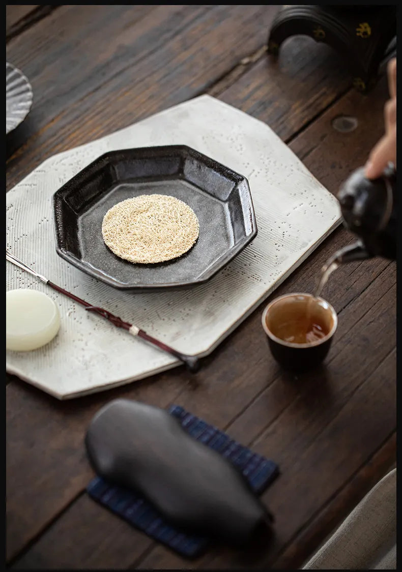 Wangxuan Shino-Style Black Glaze Octagonal Teapot Stand