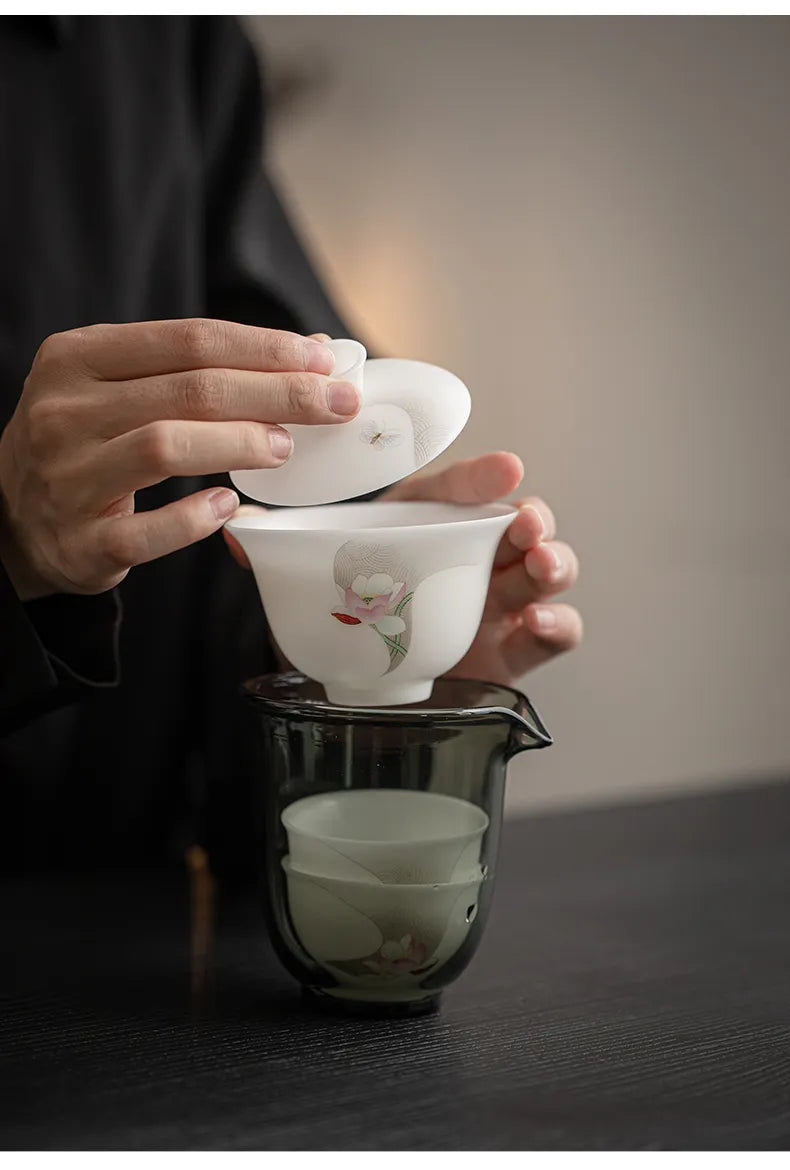 “Muhe” Lotus-Inspired Travel Gongfu Tea Cup – Elegant, Portable, Zen-Inspired