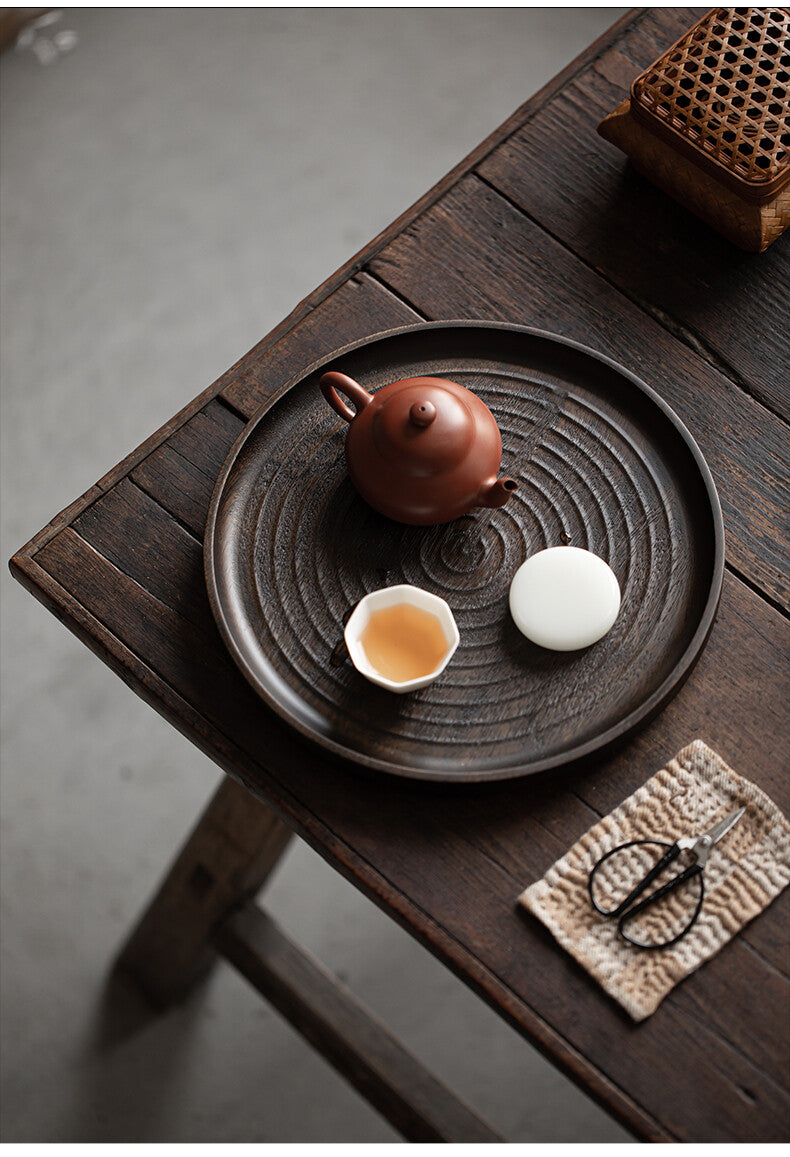 Concentric Circle Plate - Golden Silk Teak Dry Bubble Plate