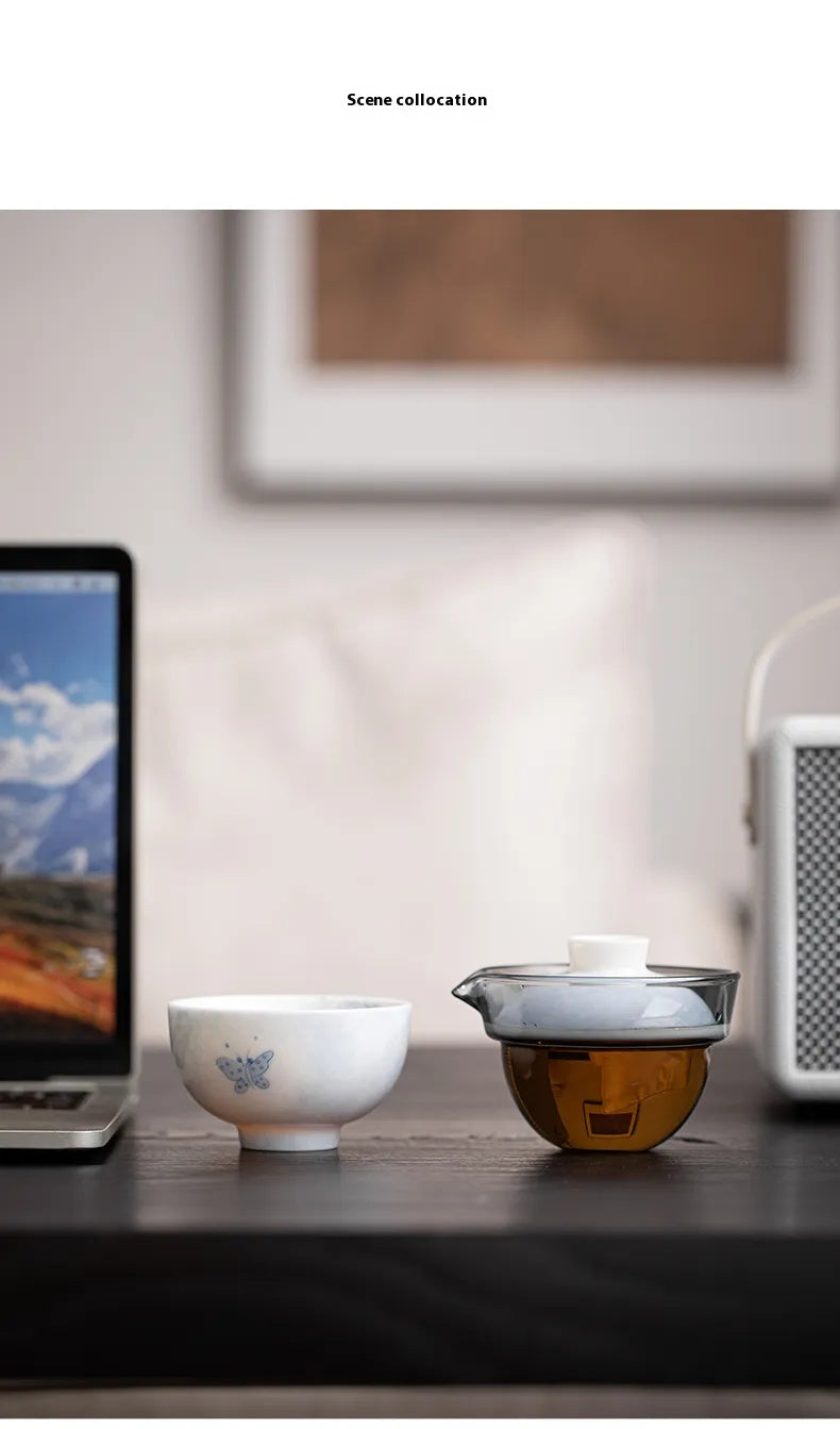 "Butterfly in Love with Flowers" – Portable Gongfu Travel Teacup