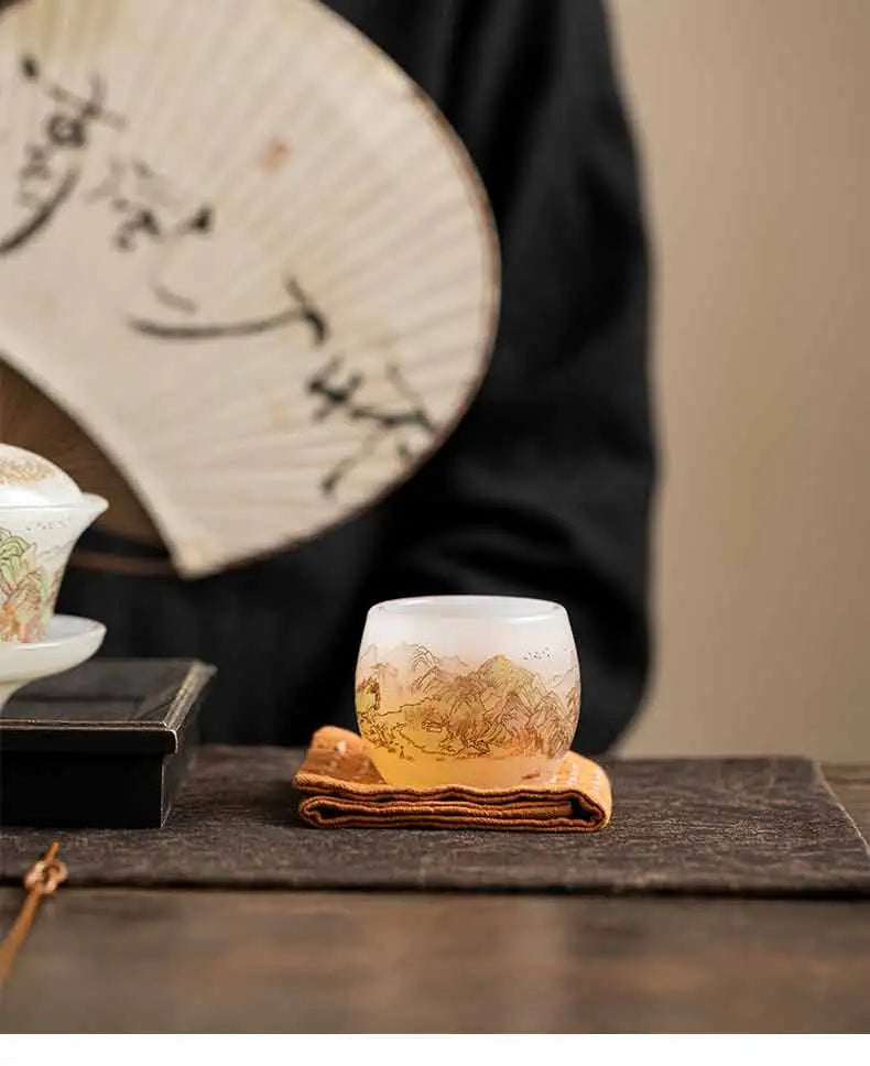 "Master’s Tea Cup – Inspired by 'A Thousand Miles of Rivers and Mountains' Chinese Landscape Painting"