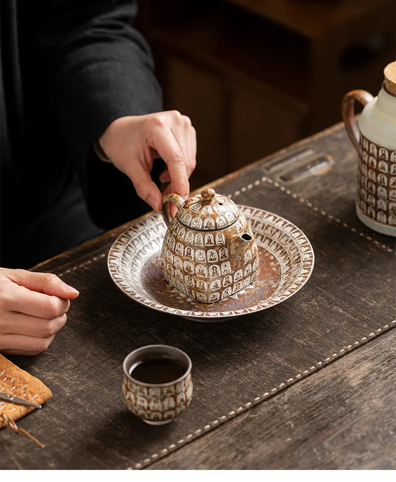 "Ten Thousand Buddhas Square Teapot"