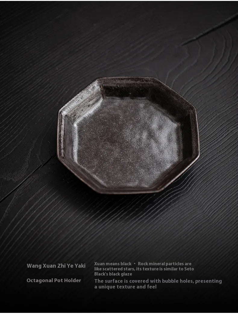 Wangxuan Shino-Style Black Glaze Octagonal Teapot Stand