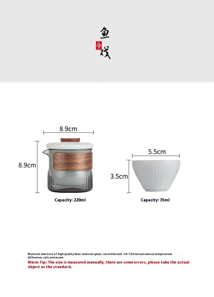 “Xizhi” Portable Gongfu Tea Set – Teapot with 3 Teacups for Calm Evenings