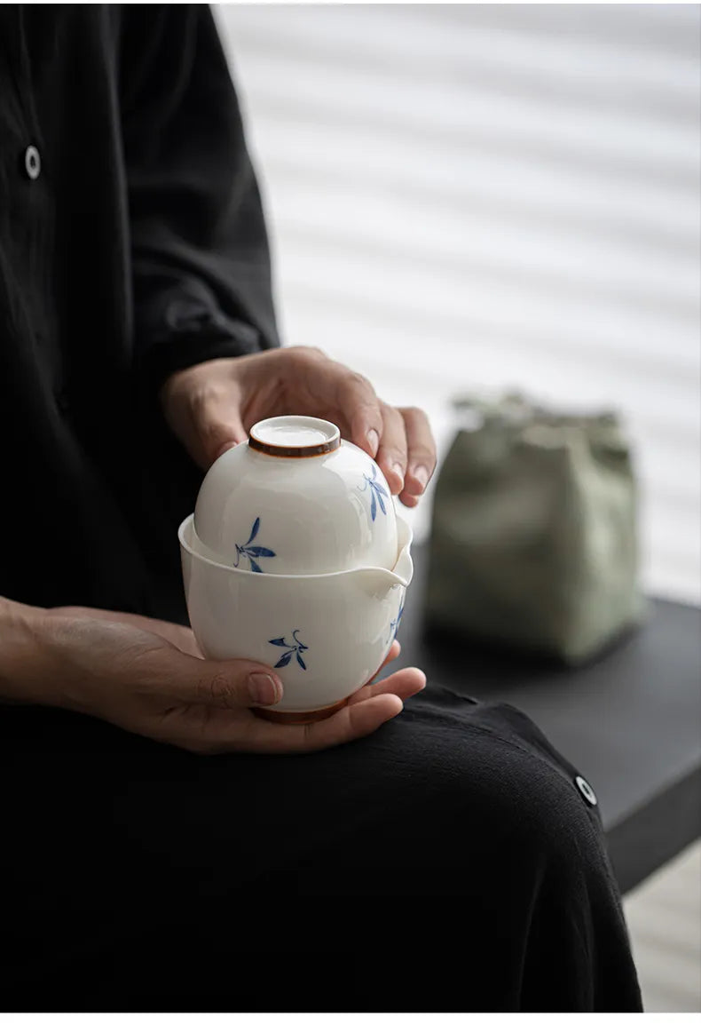 “Autumn Orchid” Fast-Brew Travel Tea Cup – Inspired by Gentle Waters and Graceful Blooms