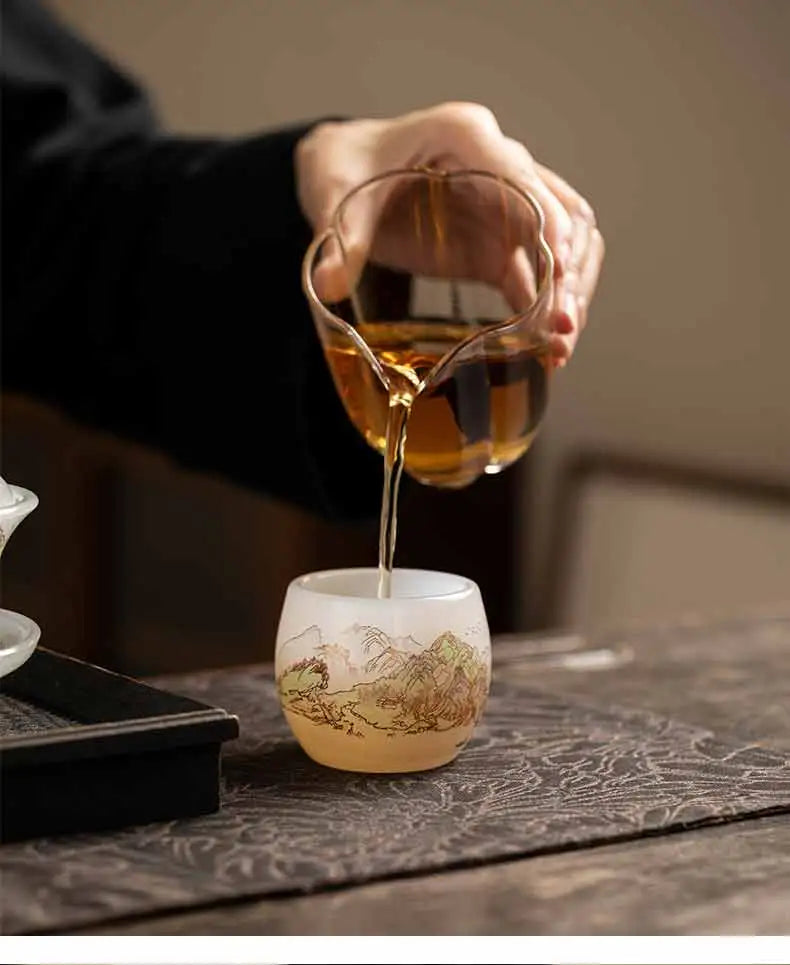 "Master’s Tea Cup – Inspired by 'A Thousand Miles of Rivers and Mountains' Chinese Landscape Painting"