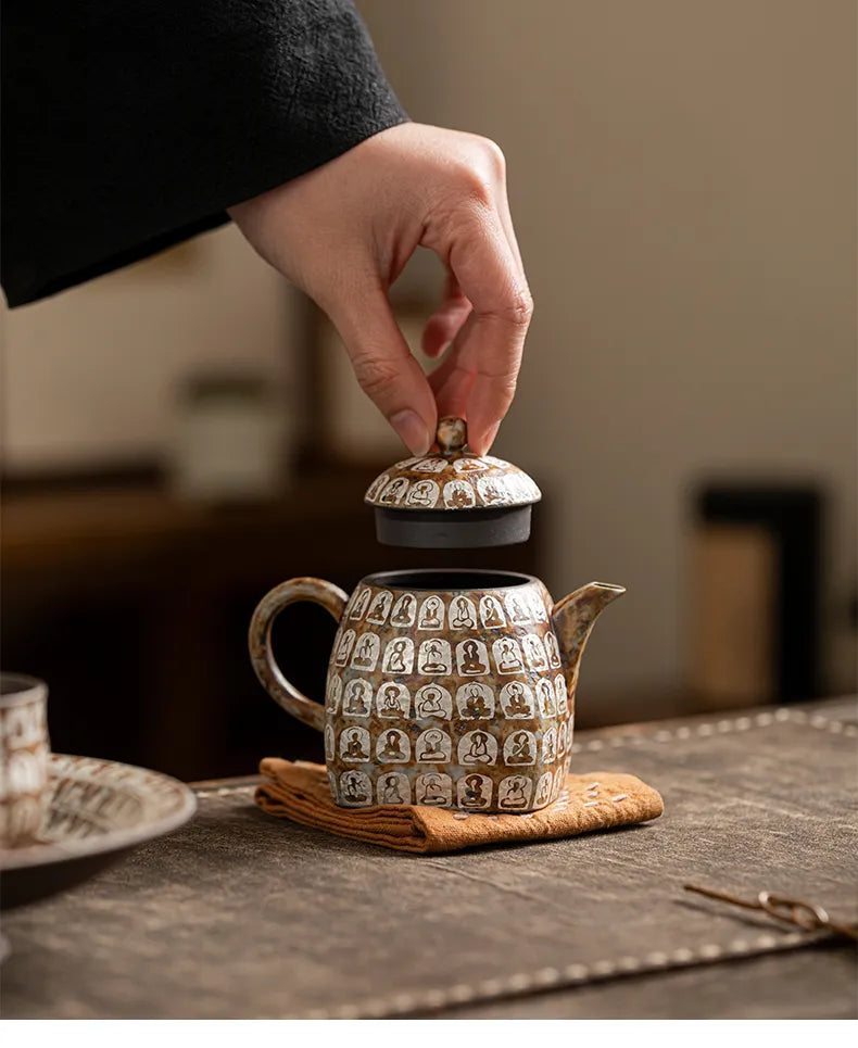 "Ten Thousand Buddhas Square Teapot"