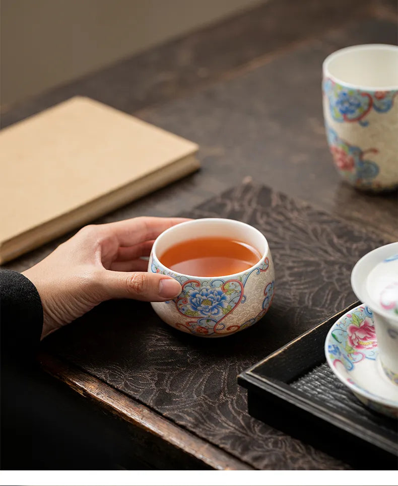 Peony Tea Cup – Elegant Floral Design for Gongfu Tea Tasting