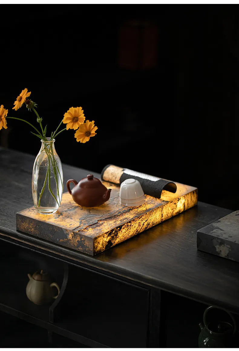 Square Cliff Stone Gongfu Tea Tray