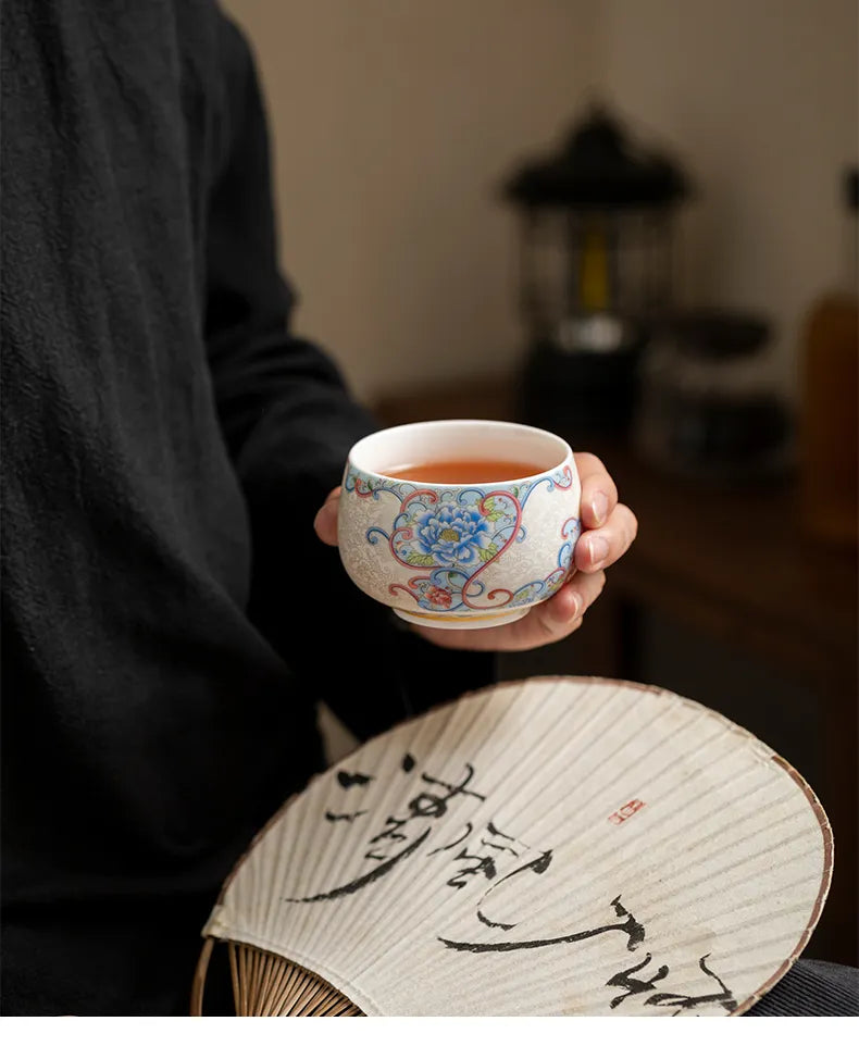 Peony Tea Cup – Elegant Floral Design for Gongfu Tea Tasting