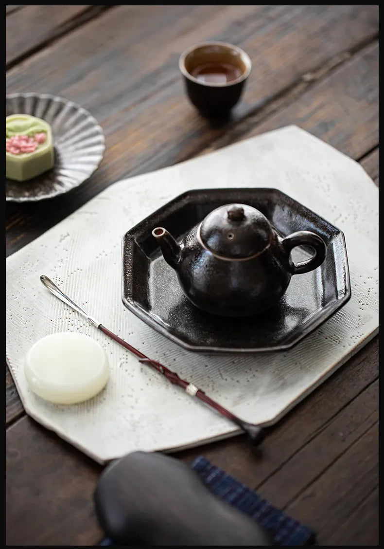 Wangxuan Shino-Style Black Glaze Octagonal Teapot Stand