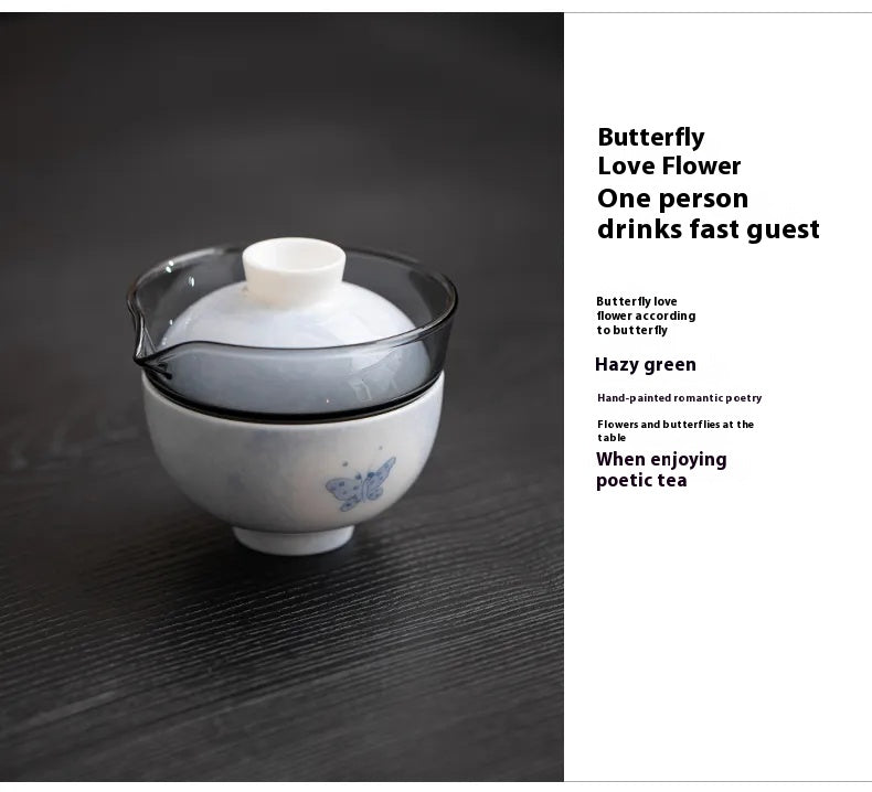 "Butterfly in Love with Flowers" – Portable Gongfu Travel Teacup