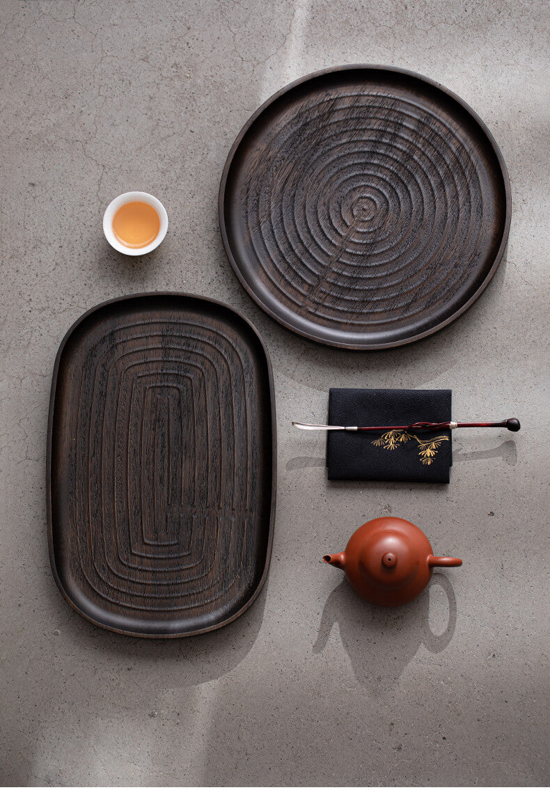 Concentric Circle Plate - Golden Silk Teak Dry Bubble Plate