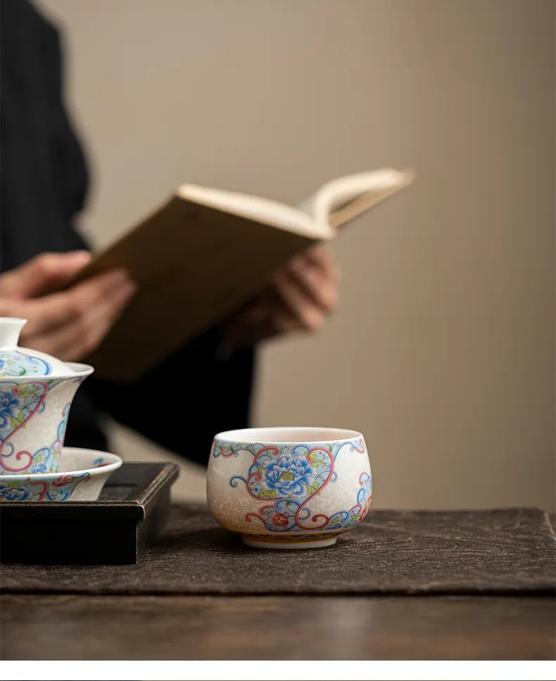 Peony Tea Cup – Elegant Floral Design for Gongfu Tea Tasting