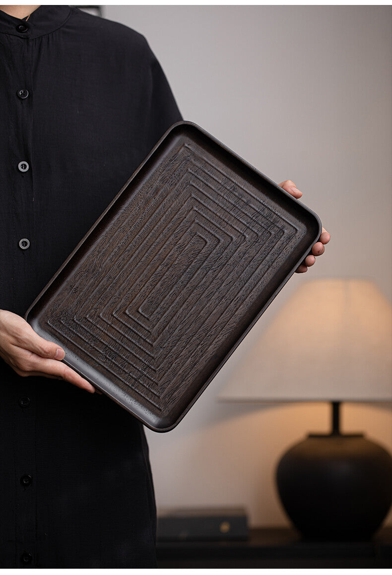Concentric Circle Plate - Golden Silk Teak Dry Bubble Plate