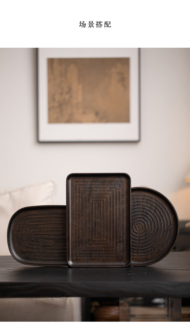 Concentric Circle Plate - Golden Silk Teak Dry Bubble Plate