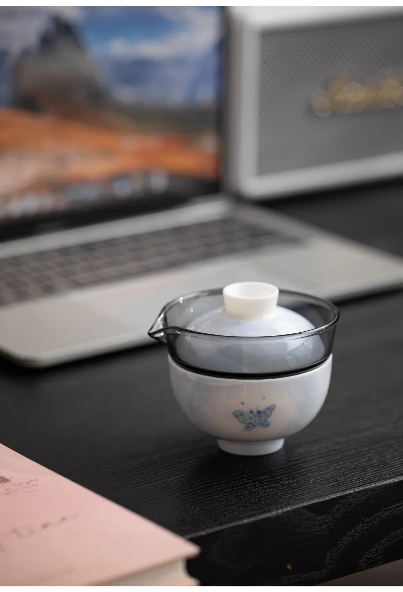 "Butterfly in Love with Flowers" – Portable Gongfu Travel Teacup