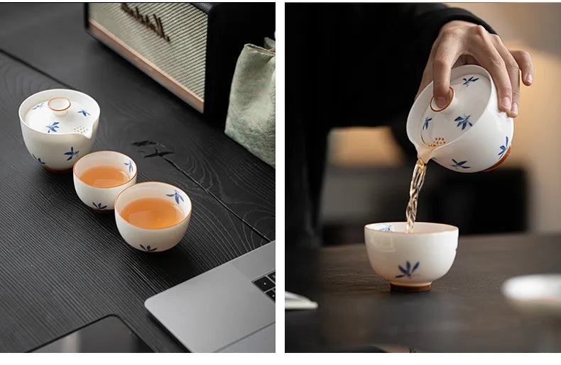 “Autumn Orchid” Fast-Brew Travel Tea Cup – Inspired by Gentle Waters and Graceful Blooms